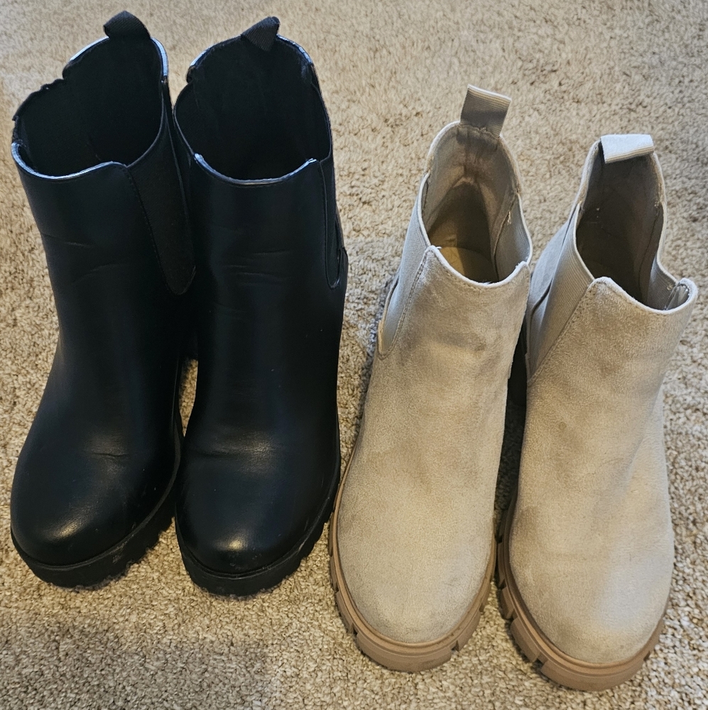 Stylish Black and Beige Ankle Boots